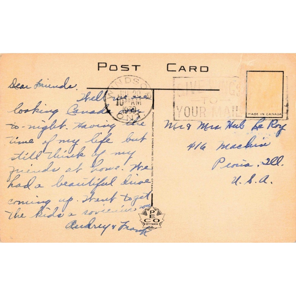 Vintage Royal Canadian Mounted Police RCMP Windsor Canada Postcard 1939 Postmark - Picture 2 of 2